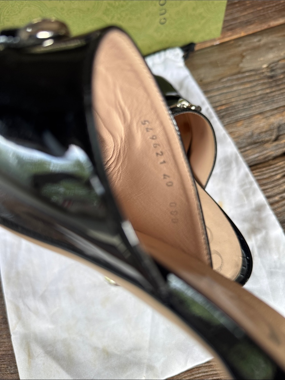 Gucci black patent leather heeled horse bit slides w/box & dusty size 40/9 - Picture 10 of 14